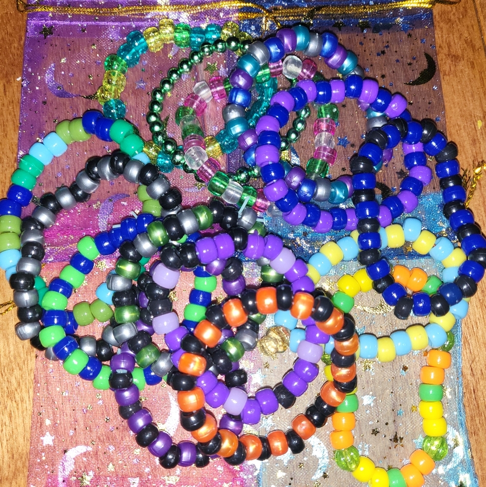 Beaded handmade kandi bracelet bundle